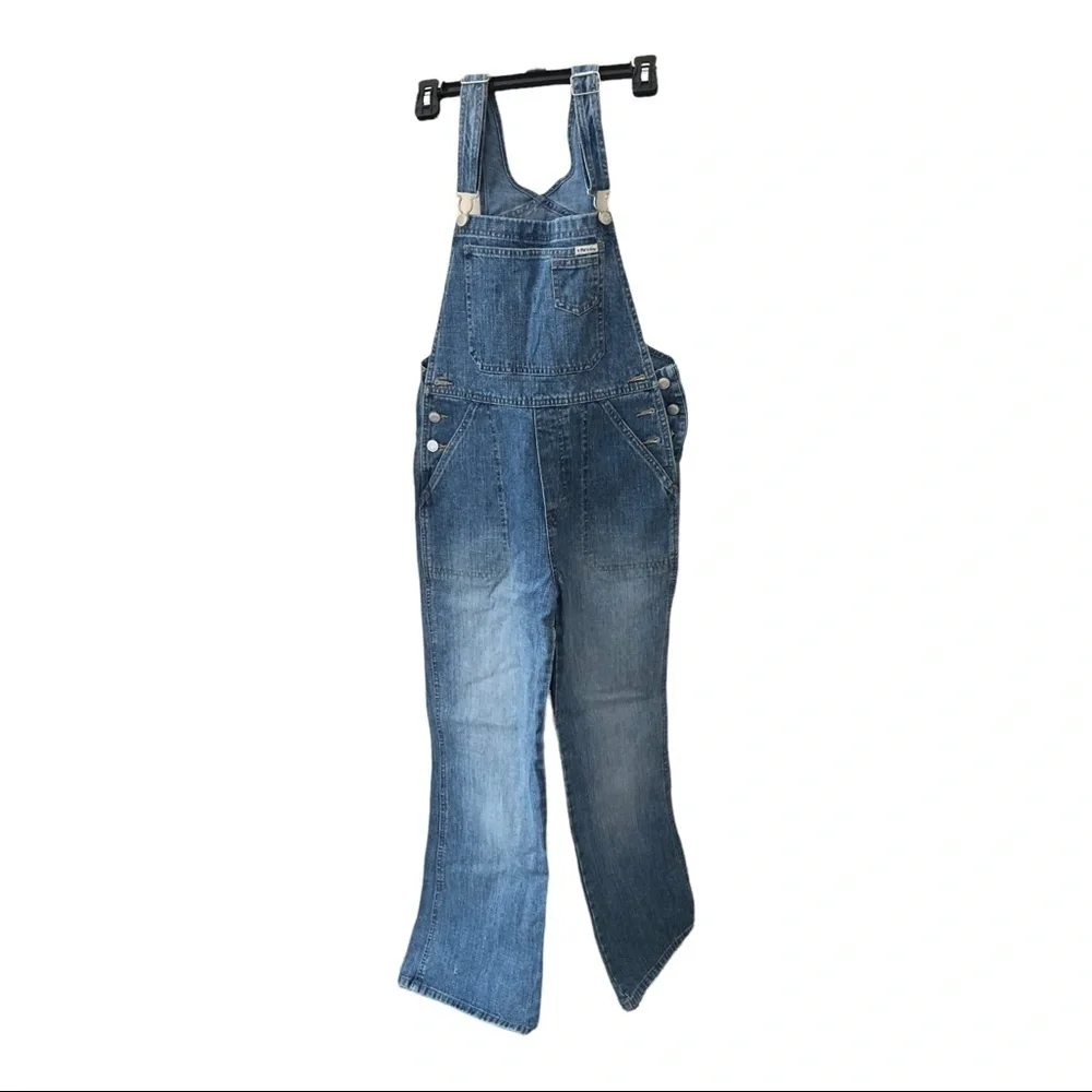 Old Navy overalls, girls, 14 youth, blue Jean wash flare, denim 6 pocket/